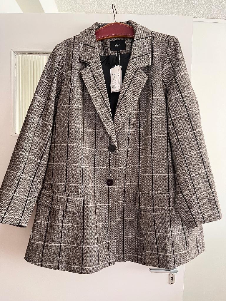 Geruite blazer merk Zizzi **nieuw**  mt 54, Zizi, Bruin, Maat 46/48 (XL) of groter, Nieuw