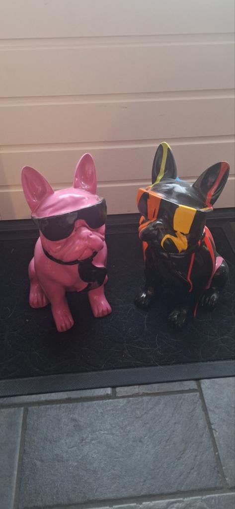Goodyz houten Franse Bulldog beelden, Ophalen of Verzenden, Hout, Beeld, 20 - 50 cm