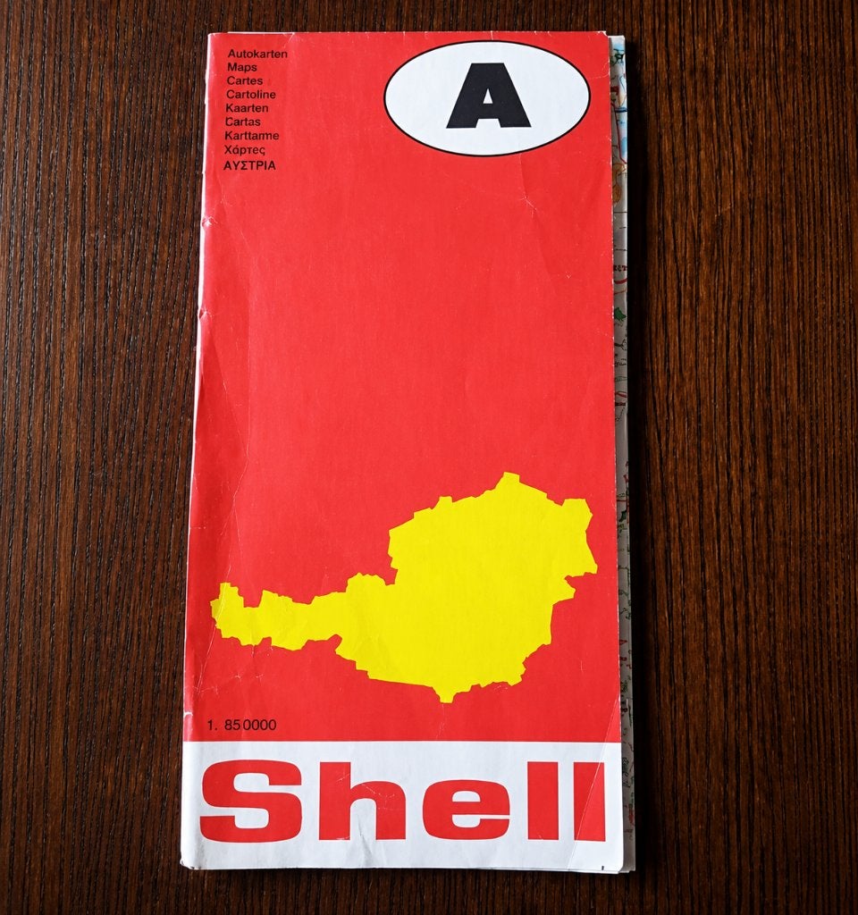 retro shell routekaart -Oostenrijk *1975*, Gelezen, Landkaart, 1800 tot 2000, Shell