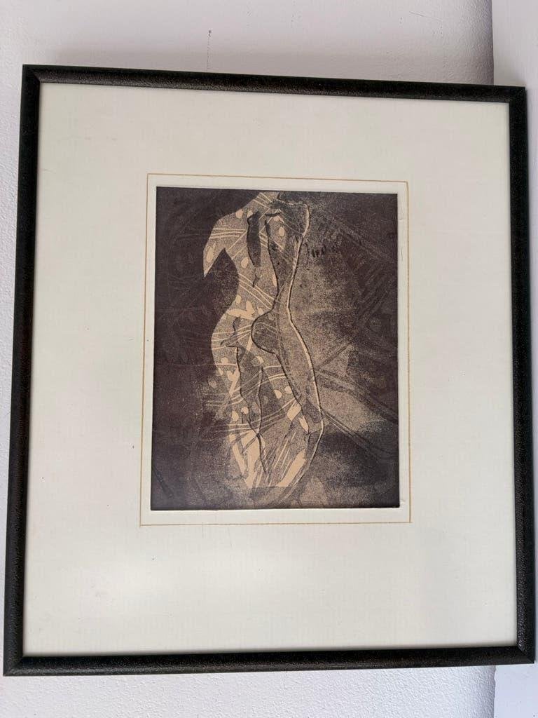 Vrouwelijk naakt ets, Ophalen of Verzenden, Ets, Ingelijst, 1950 - 1999