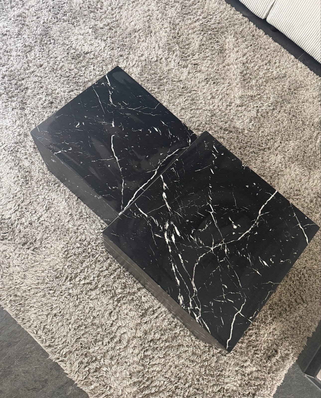 Jysk 2 losse salontafels - Zwart marmerlook, Huis en Inrichting, Ophalen, Kunststof, Gebruikt, 50 tot 100 cm