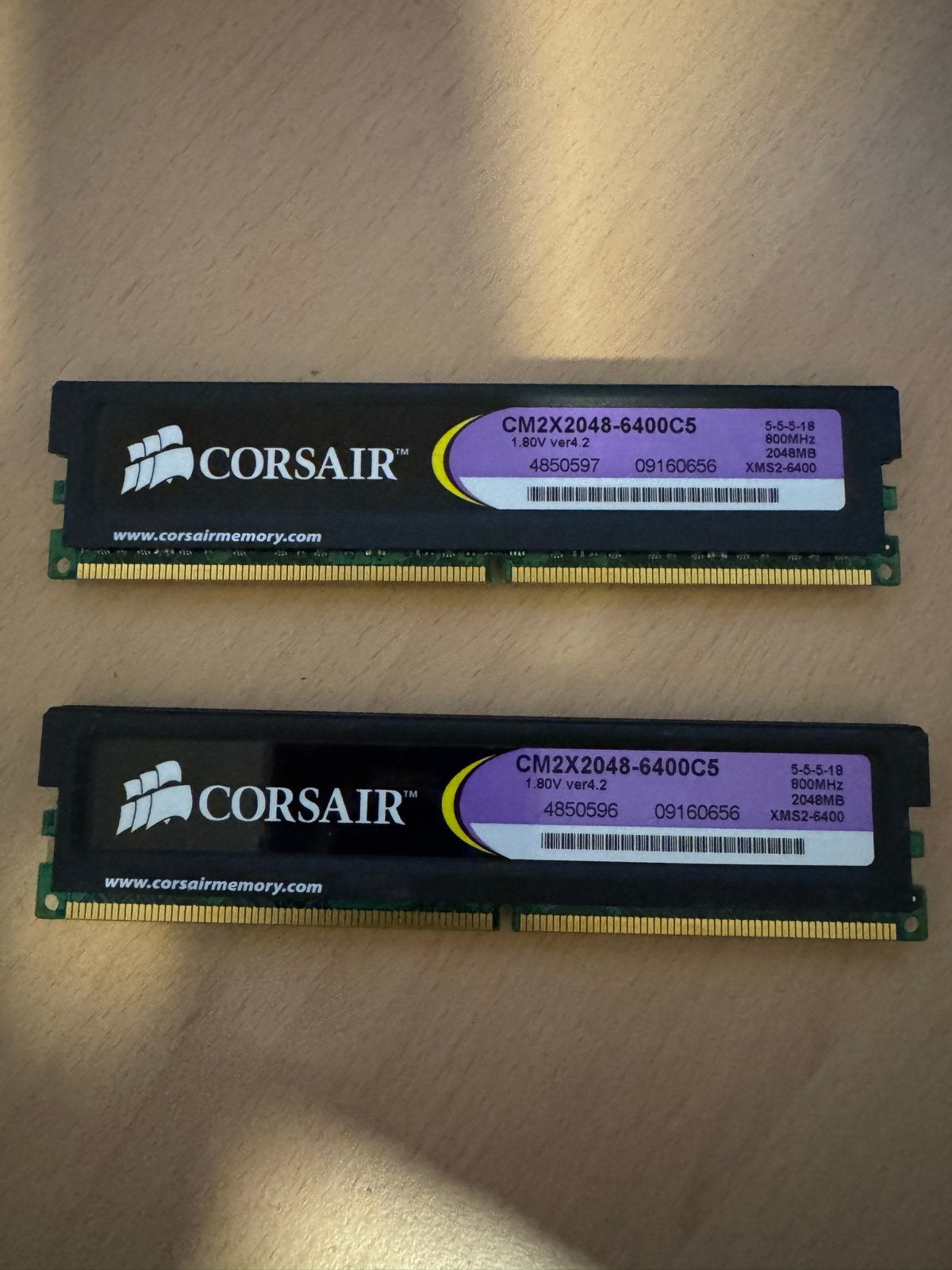 Corsair CM2X2048-6400C5 DDR2 RAM 2x2GB 800MHz, Computers en Software, RAM geheugen, Ophalen, Gebruikt, DDR2, Desktop