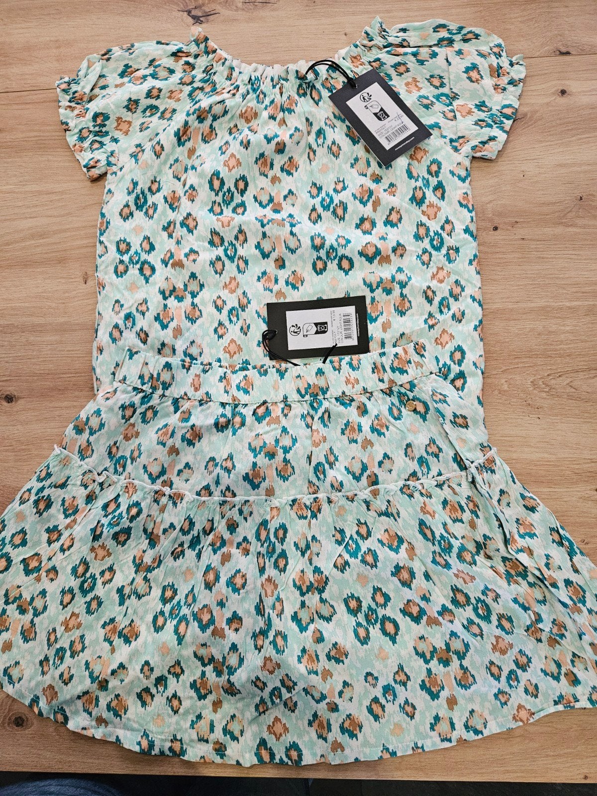 No Way Monday Meisjes Top en Rok Set ,Licht Aqua Panterprint, Ophalen of Verzenden, Nieuw, No Way Monday, Meisje