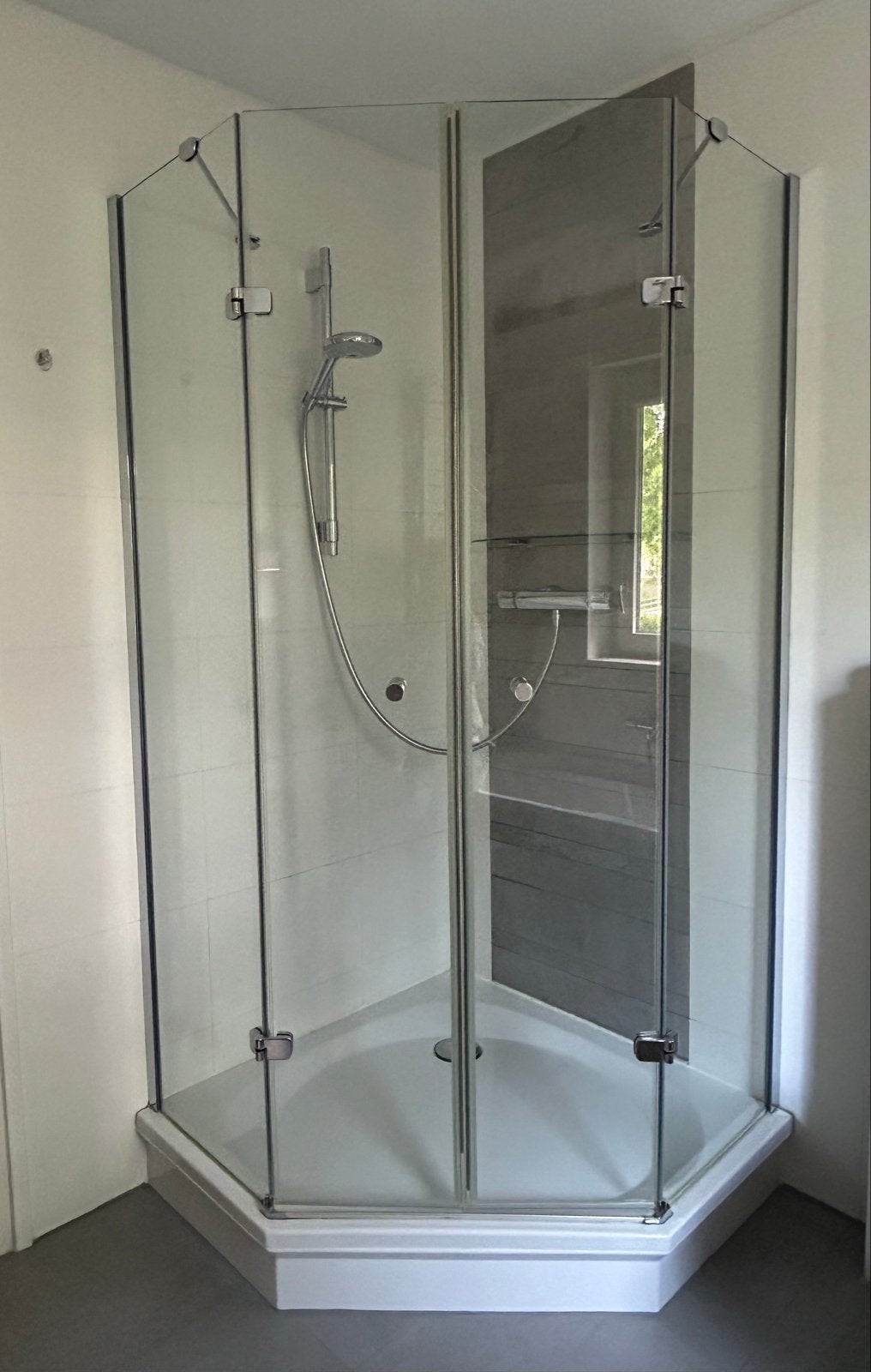 Douchecabine HÜPPE 100x100 met douchebak, Ophalen, Gebruikt, Glas, Douche
