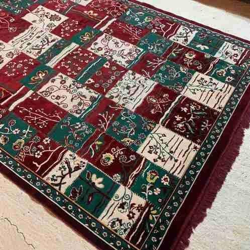 Vintage woonkleed grand foulard patchwork look 238/158, Huis en Inrichting, Woonaccessoires | Plaids en Woondekens, Gebruikt, Etten-Leur
