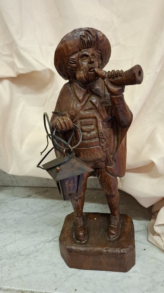 Hoornblazer met lantaarn, Ophalen, Houtsnijwerk, 20 - 50 cm, Hout
