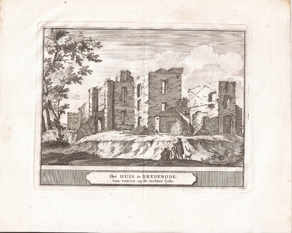 Het huis te Brederode; van vooren, op de rechter syde, 14 cm, 1700 - 1799, 17 cm, Ophalen of Verzenden
