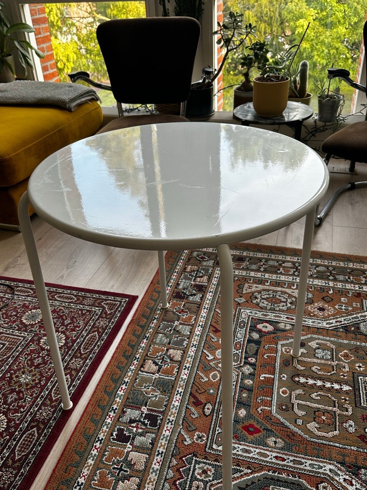 IKEA ROXO tafel, wit - met lichte beschadiging, Gebruikt, Metaal of Aluminium, Rond, 55 tot 75 cm