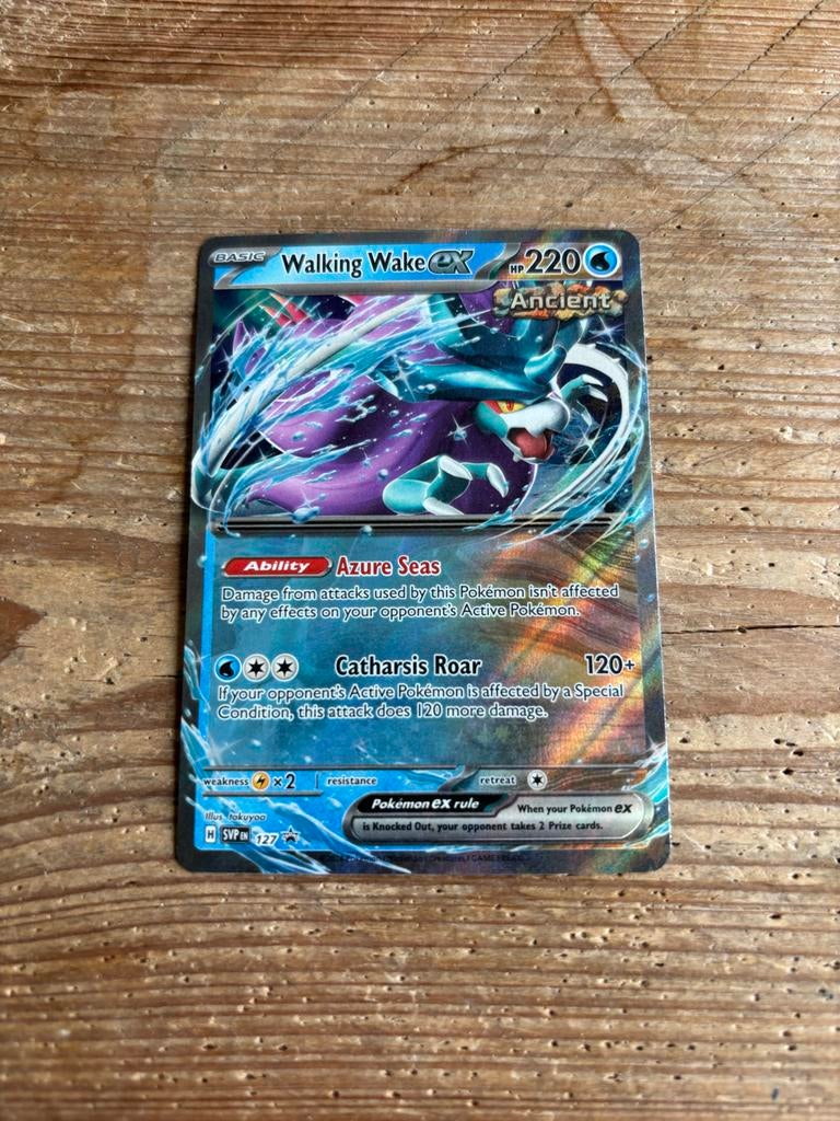 Pokémon Walking Wake ex kaart, Ophalen of Verzenden, Gebruikt, Losse kaart, Foil