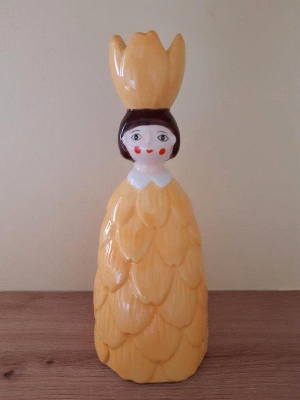Gele Bloemenmeisje kandelaar, Kersten Yellow Flower Girl, Ophalen of Verzenden, Zo goed als nieuw, Geel, Kandelaar