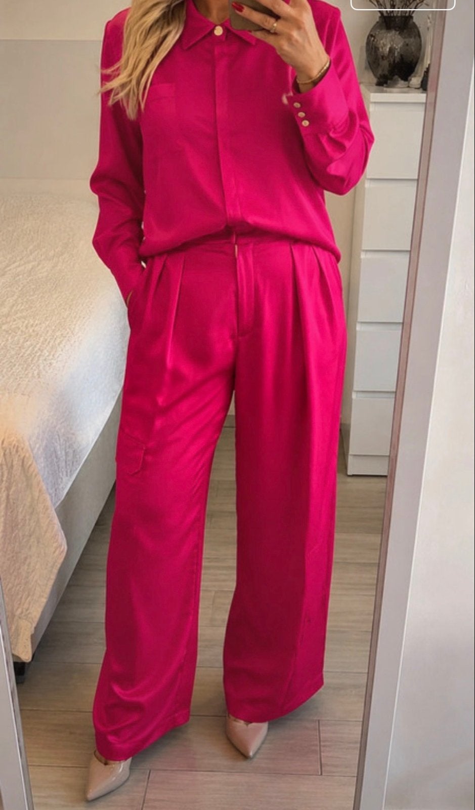Dante 6 Tweedelig Roze Satijnen Pak Maat 3 (M), Ophalen, Gedragen, Maat 38/40 (M), Roze