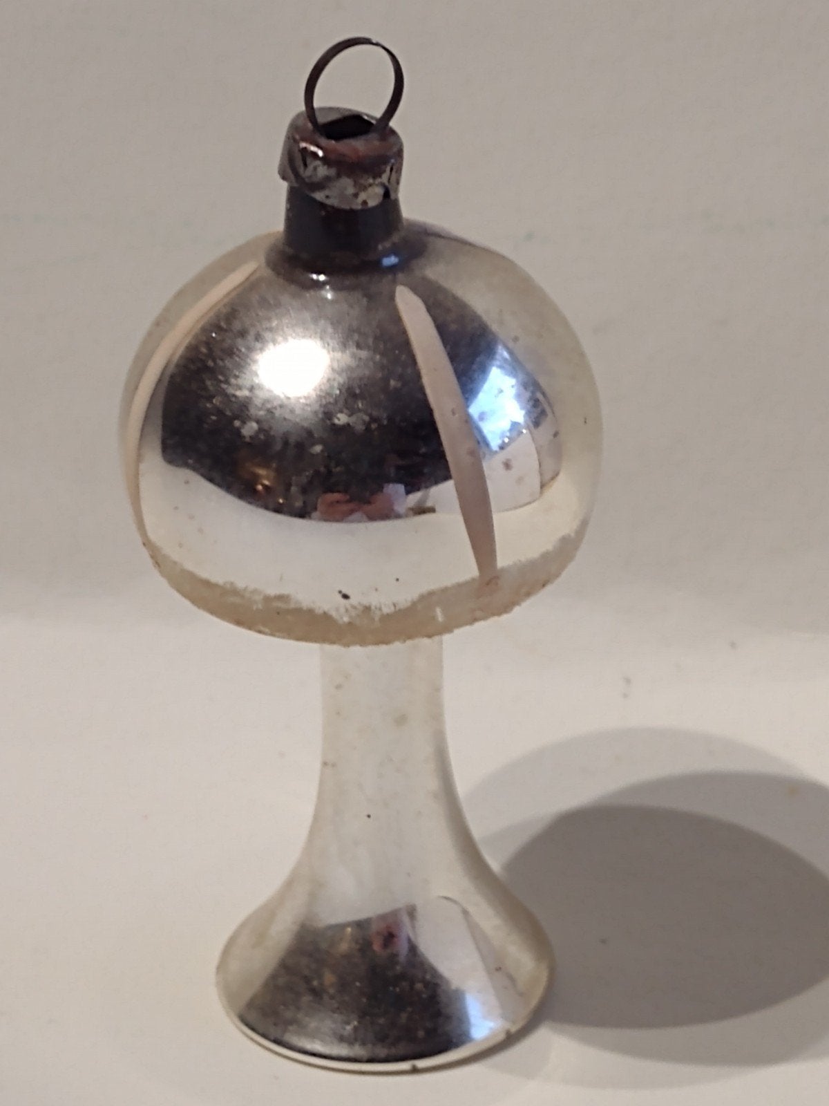 oude kerstbal staande lamp H 7 cm zilver (3), Diversen, Ophalen, Gebruikt