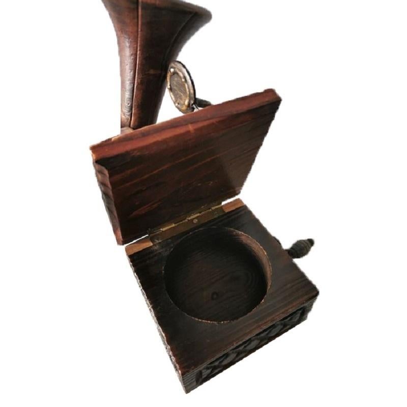 Klein Model Houtsnijwerk Mini Platenspeler als Decoratie, Ophalen of Verzenden, Hout, Houtsnijwerk, Minder dan 20 cm