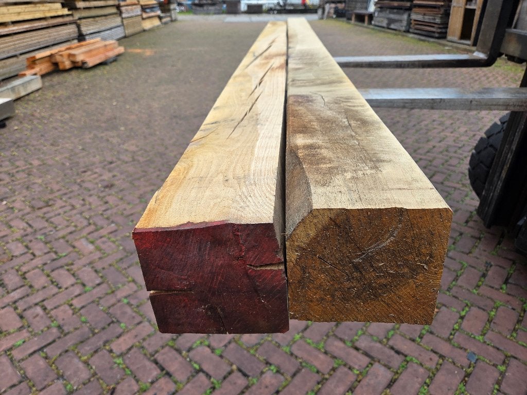 2 Rustiek Eiken balken 14x14 cm / 3.00 m lang - nr: HB353, Ophalen, Nieuw, 250 cm of meer, Balken
