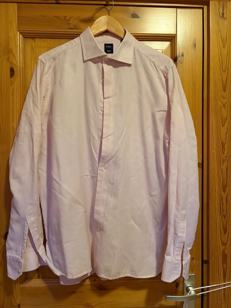Overhemd blouse Boggi rose ruitje 44 17 1/2, Ophalen of Verzenden, Zo goed als nieuw, Roze, Halswijdte 43/44 (XL)