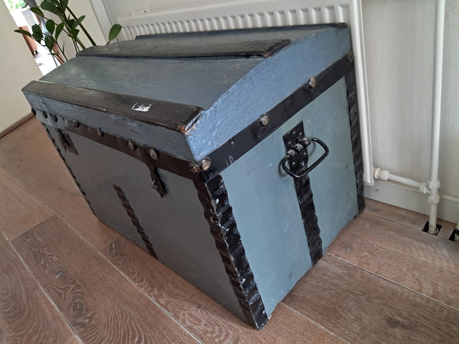 Grote, gave antieke hutkoffer / dekenkist, Ophalen, 50 tot 100 cm