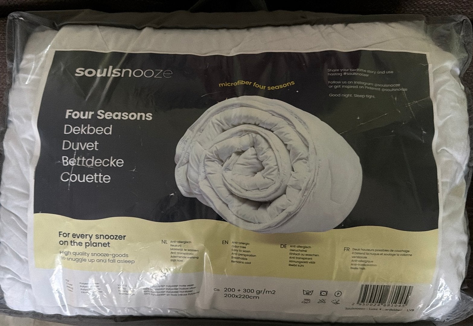 Soulsnooze Luxe 4-seizoenen dekbed 200x220 - Anti-allergisch, Anti-allergisch, Wit, Ophalen of Verzenden, Deken of Dekbed