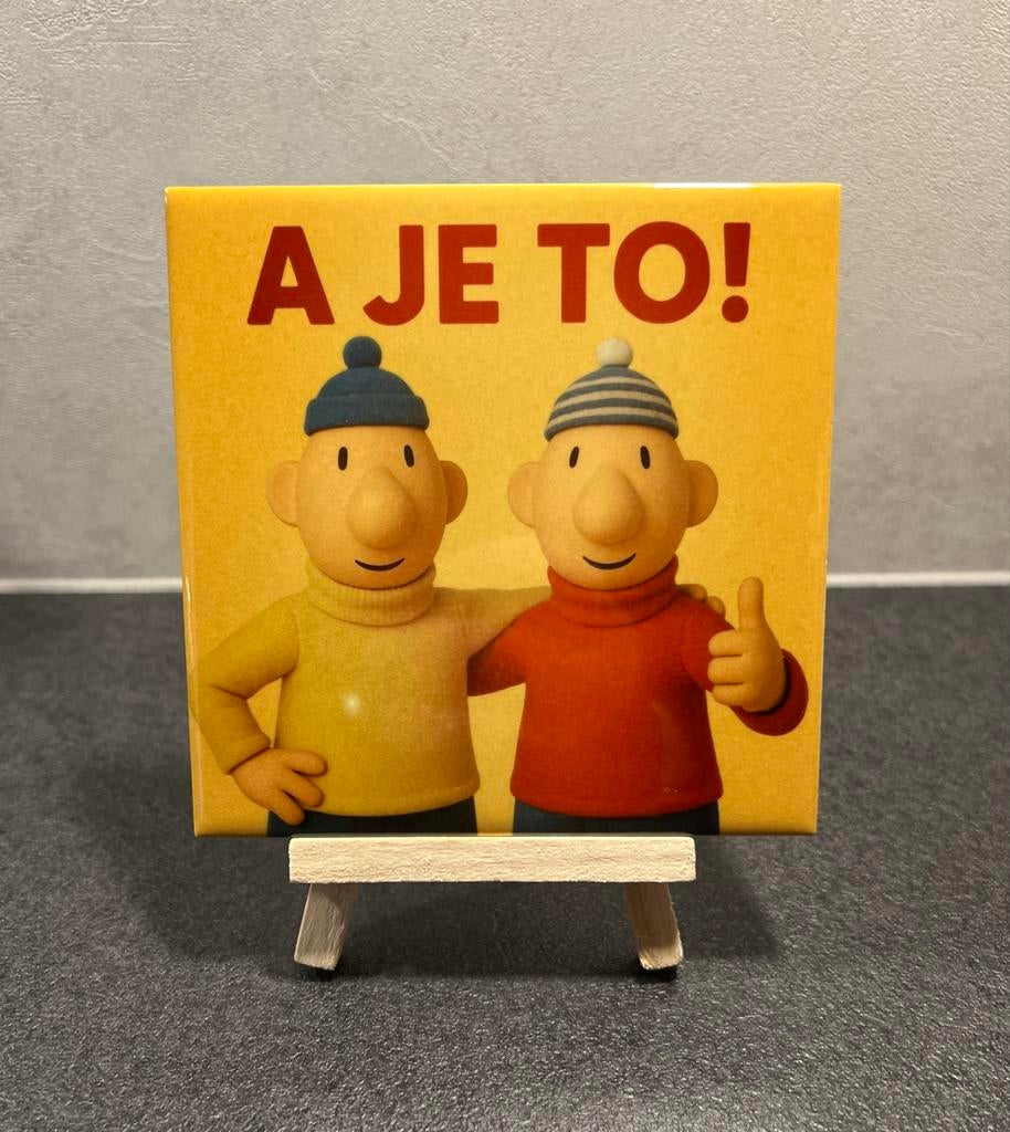 Pat & Mat 'A je to!' tegel op ezel, Ophalen of Verzenden, Zo goed als nieuw
