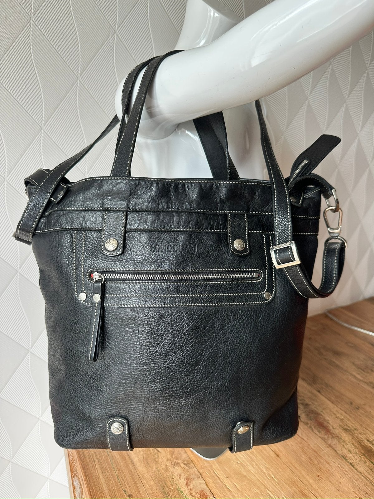 Originele Longchamp tas, Made in France, Ophalen of Verzenden, Gebruikt, Zwart, Shopper