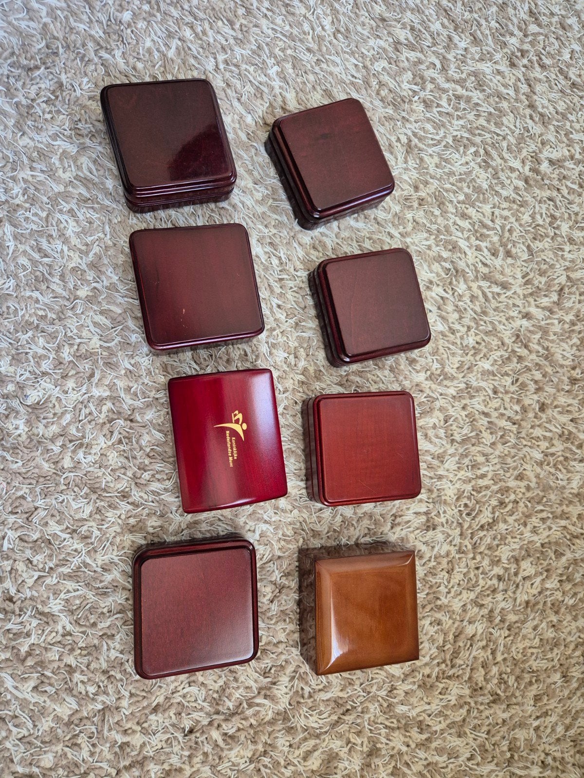 8x luxe houten munten cassette, Ophalen of Verzenden, Nieuw