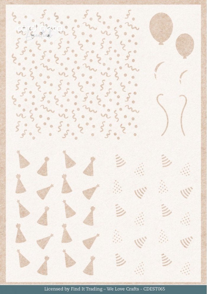 Card Deco Essentials stencil Teddy Party 14,8 x 21 cm EST065, ., Nieuw, Ophalen of Verzenden, Kind