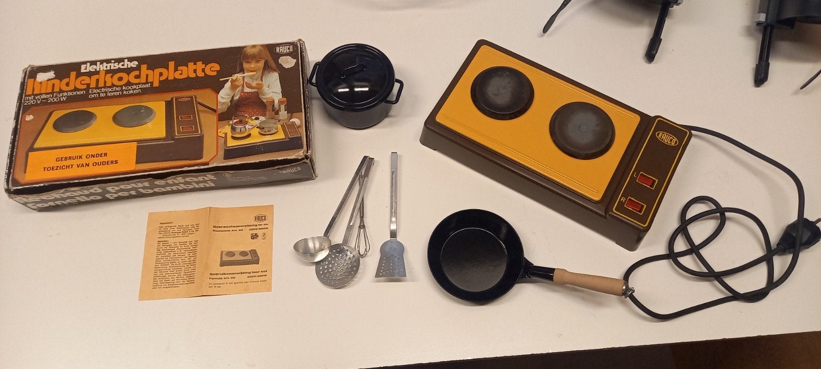 Vintage Rauco elektrische kinderkookplaat jaren '70 met doos, Ophalen of Verzenden