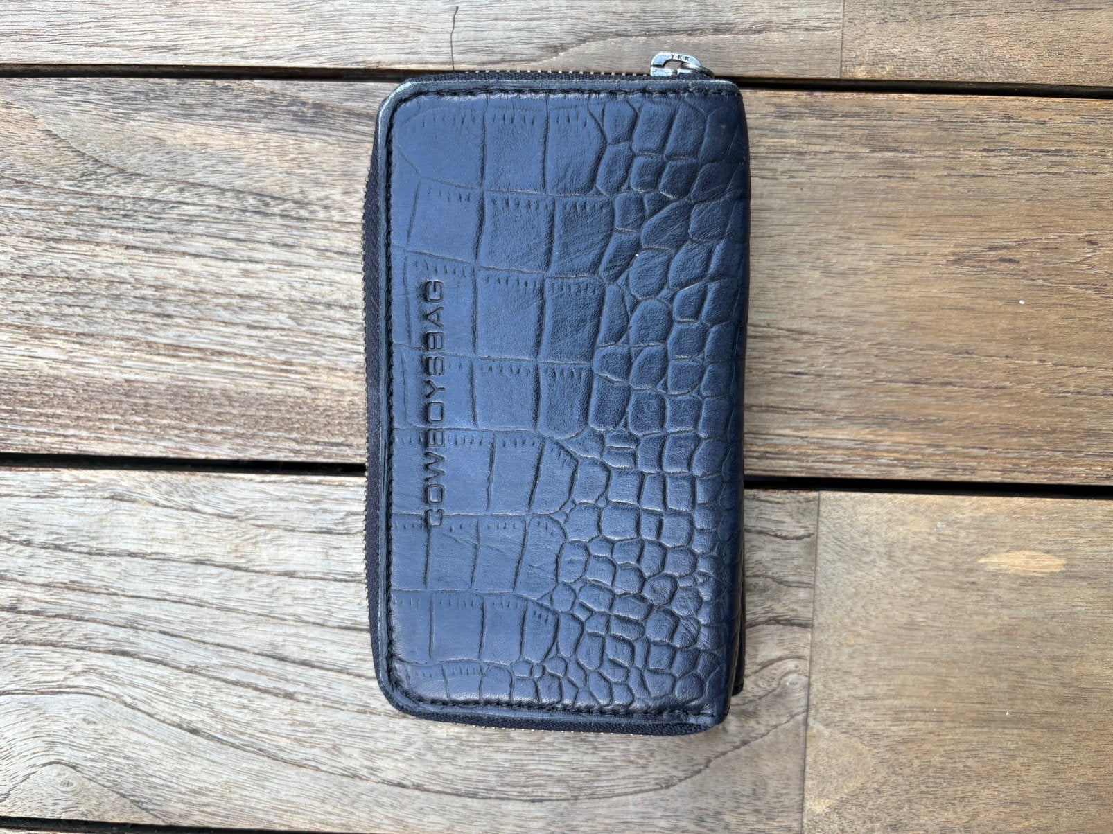 Zwart leren portemonnee met croco print merk Cowboybag, Ophalen of Verzenden, Zo goed als nieuw, Zwart