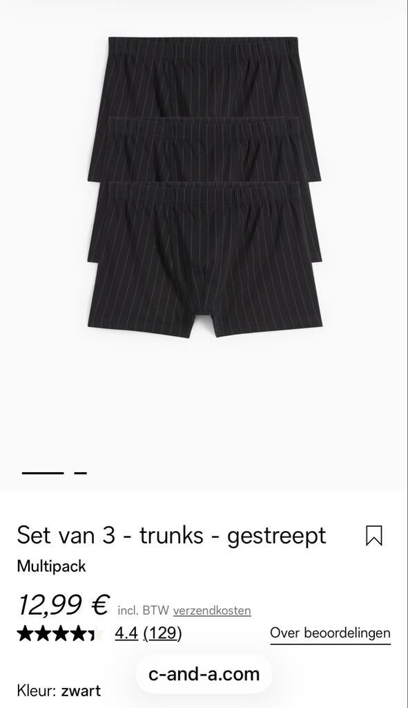 Set van 3 trunks C&A 4XL NIEUW boxershorts, Ophalen of Verzenden, Zwart, Boxer