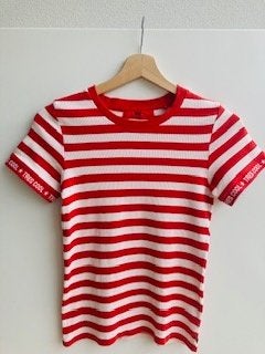 Rood- wit T-shirt van WE mt. 152/158, Kinderen en Baby's, Kinderkleding | Maat 158, WE, Meisje, Ophalen of Verzenden, Zo goed als nieuw