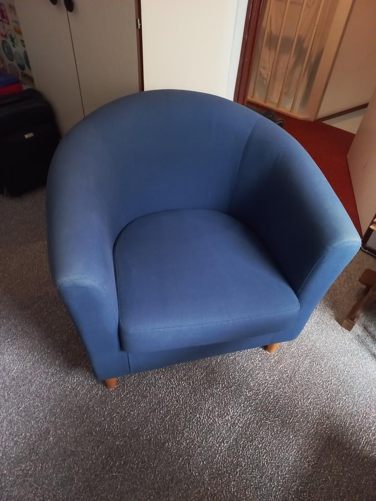 Blauw fauteuiltje, Huis en Inrichting, Fauteuils, Ophalen, Gebruikt, 75 tot 100 cm, 75 tot 100 cm