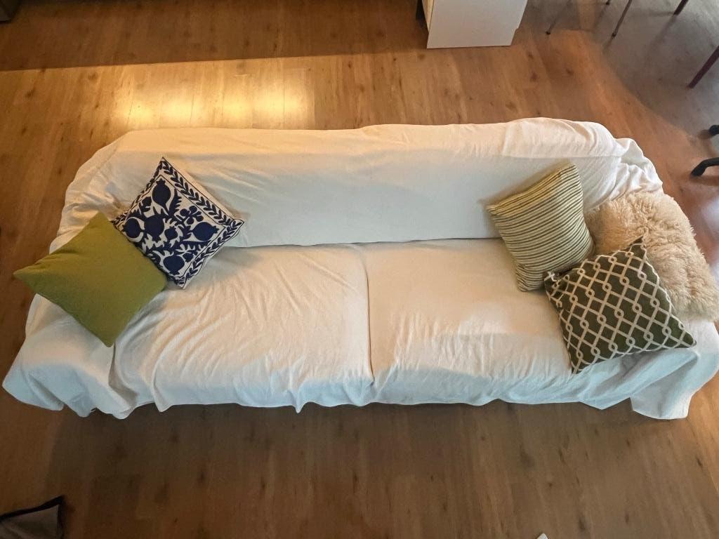 Grijze bank, Ophalen, 250 tot 300 cm, Gebruikt, 75 tot 100 cm