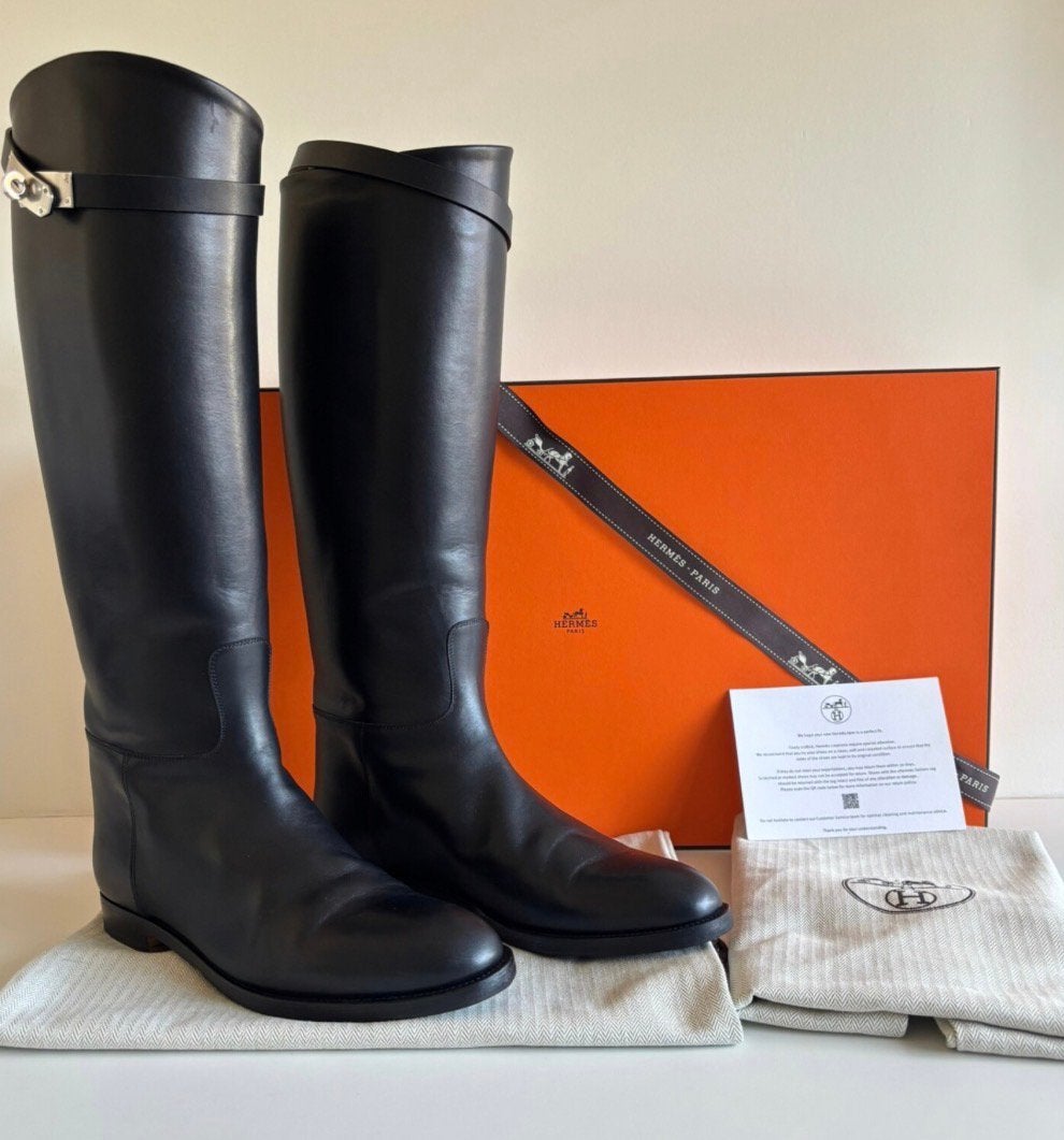 Hermes Jumping Boots Laarzen, Kleding | Dames, Verzenden, Zo goed als nieuw, Zwart, Hoge laarzen