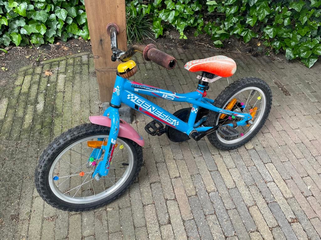Gratis Kinderfiets 16 inch - Blauw, Fietsen en Brommers, Fietsen | Kinderfietsjes, Ophalen, Gebruikt, Terugtraprem, 16 tot 20 inch