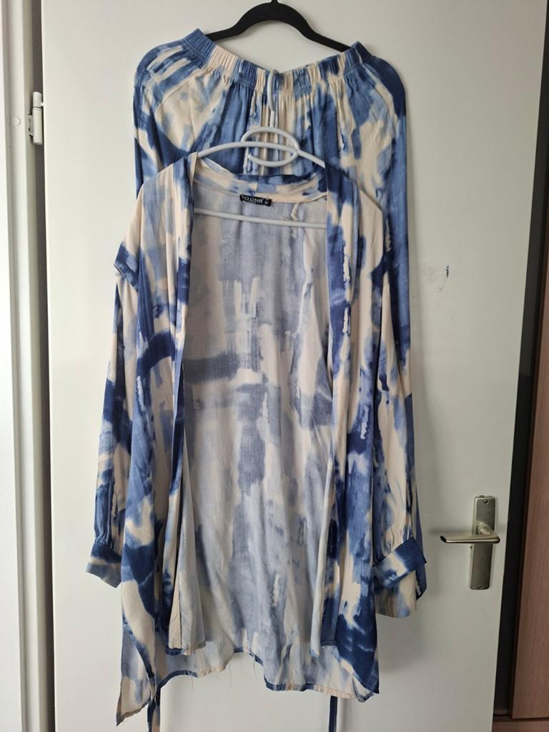 Tie-dye set: kimono en broek maat 42, Ophalen of Verzenden, Zo goed als nieuw, Maat 38/40 (M)
