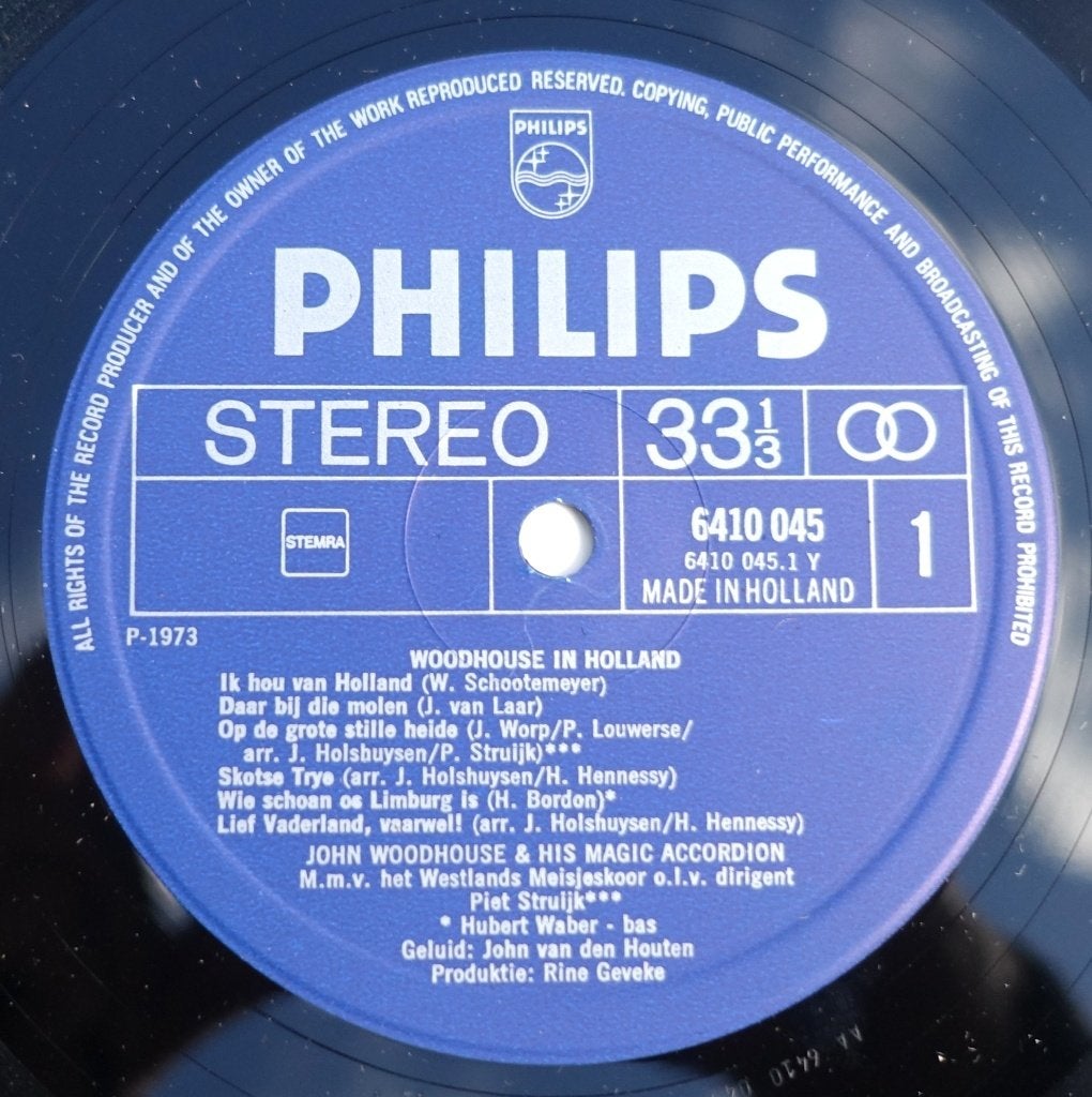 John Woodhouse & His Accordion - Woodhouse in Holland LP, LP, Ophalen of Verzenden, Zo goed als nieuw, 12 inch