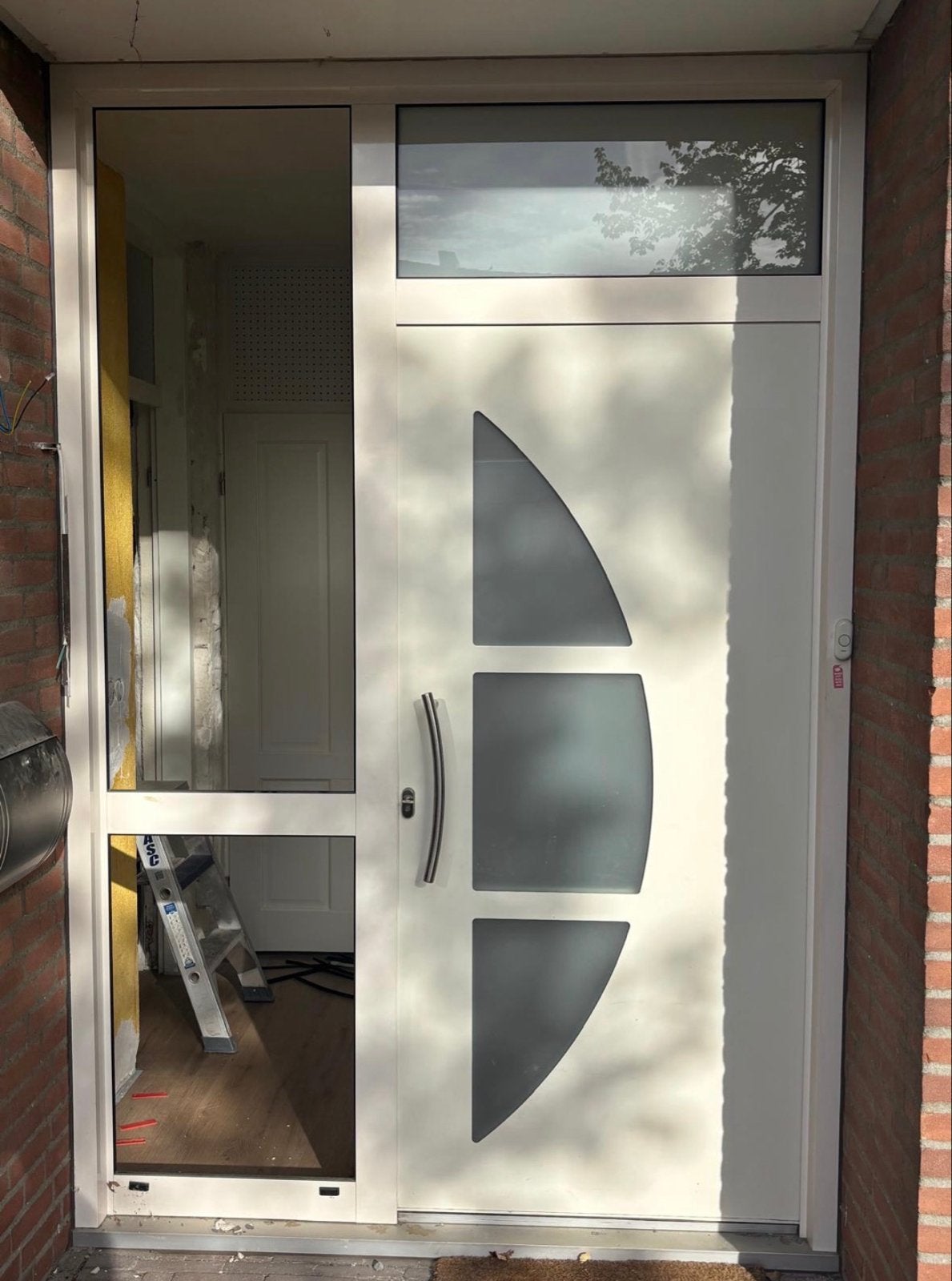 Aluminium Pui en voordeur met melkglas - 169 x 251 cm, Ophalen, EU, Gebruikt, EU