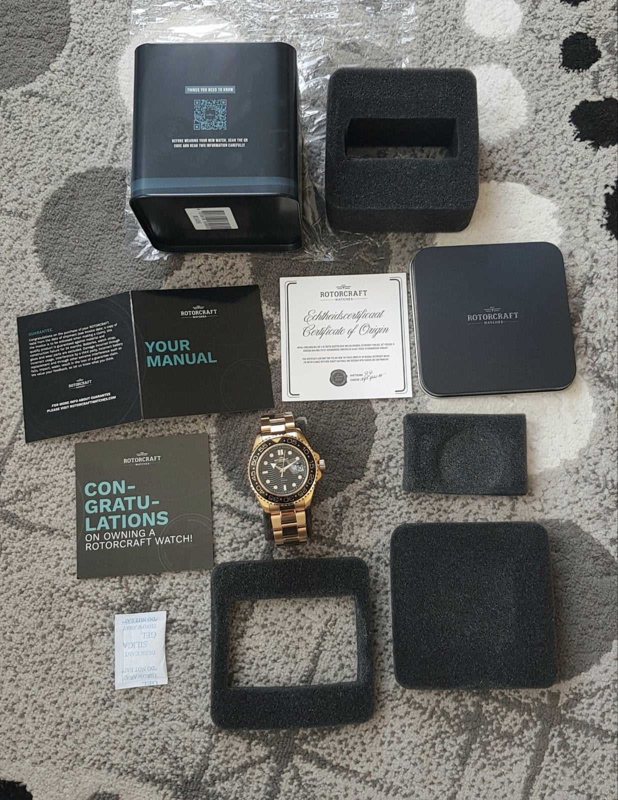 Luxe heren horloge van Rotorcraft t.w.v €500, Overige merken, Staal, Staal, Polshorloge