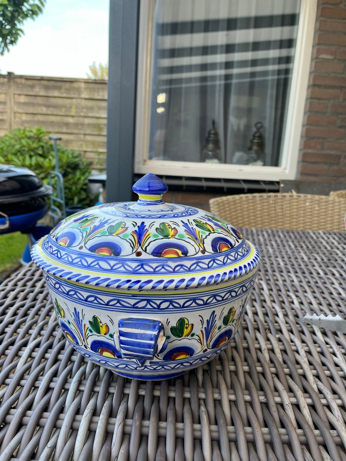 Keramische pot Spaans La Calera handbeschilderd 20x25cm, Antiek en Kunst, Ophalen