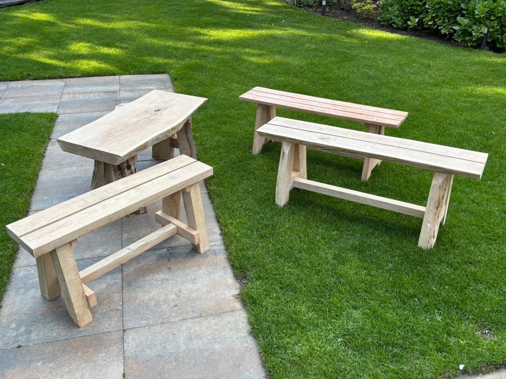 Eiken tuinbankjes / tuinbank / zitbankje / massief eiken, Tuin en Terras, Ophalen, Nieuw, Rechthoekig, Hout