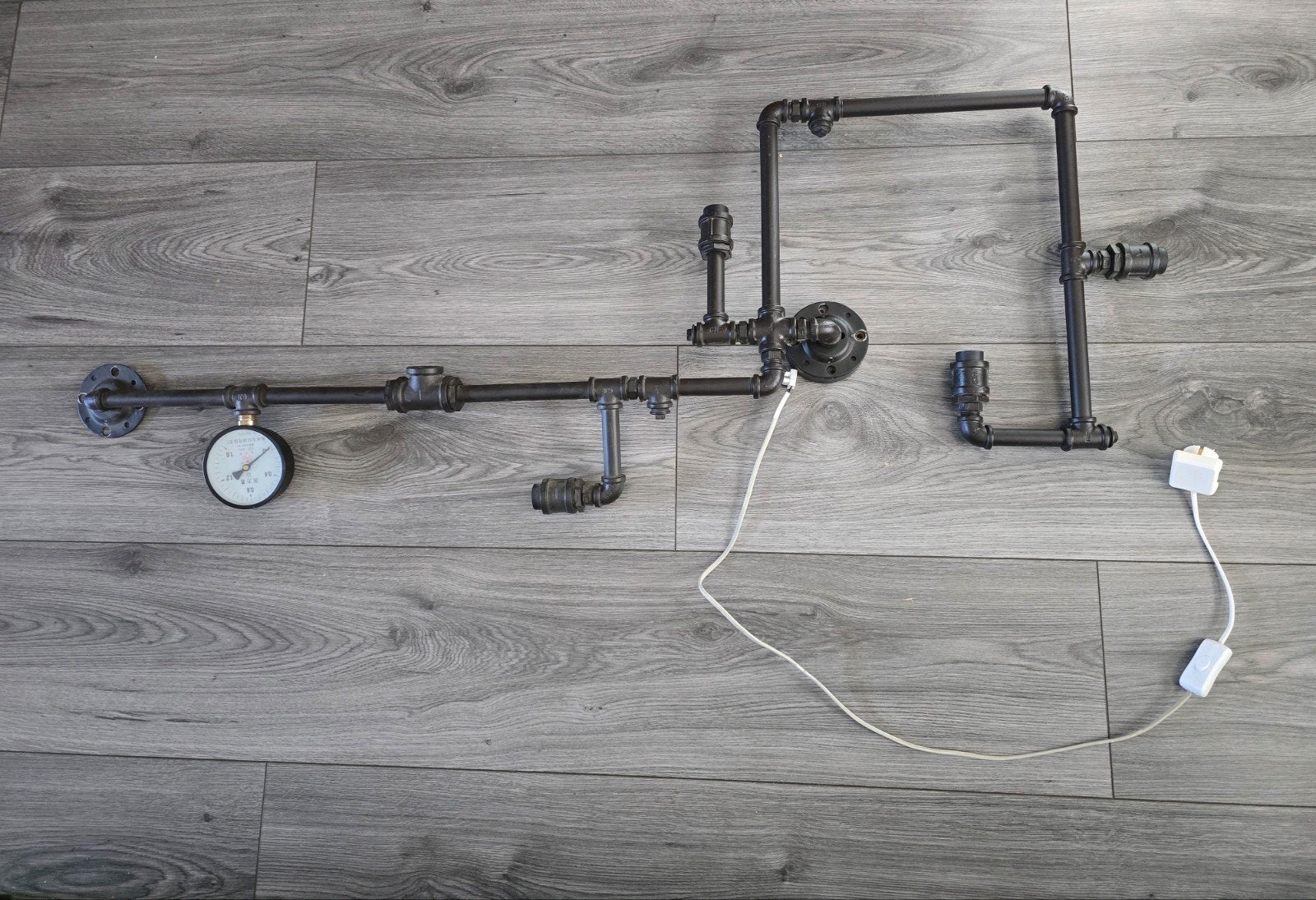 Gave pipeline industriele wandlamp met buizen en 5 lichtpunt, Ophalen, Zwart, Met schakelaar, E27 (groot)