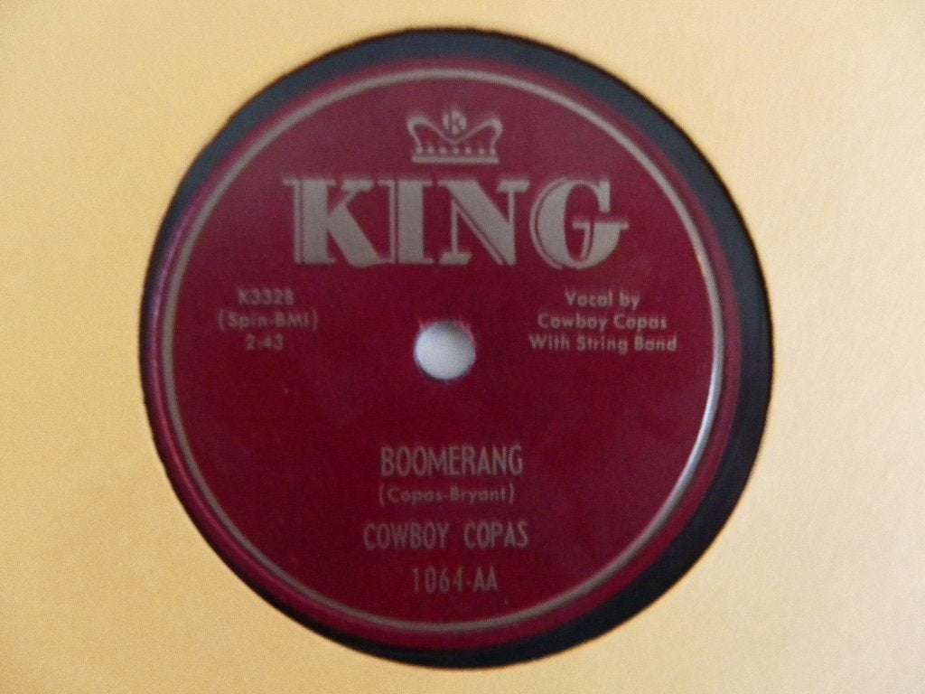 78 Toerenplaat Cowboy Copas - Boomerang, Gebruikt, 10 inch, Ophalen of Verzenden, Overige typen