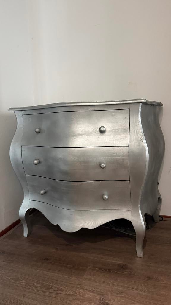 Zilverkleurige Barok Commode met 3 Lades, Kinderen en Baby's, Kinderkamer | Commodes en Kasten, Ophalen, Gebruikt, 50 tot 70 cm