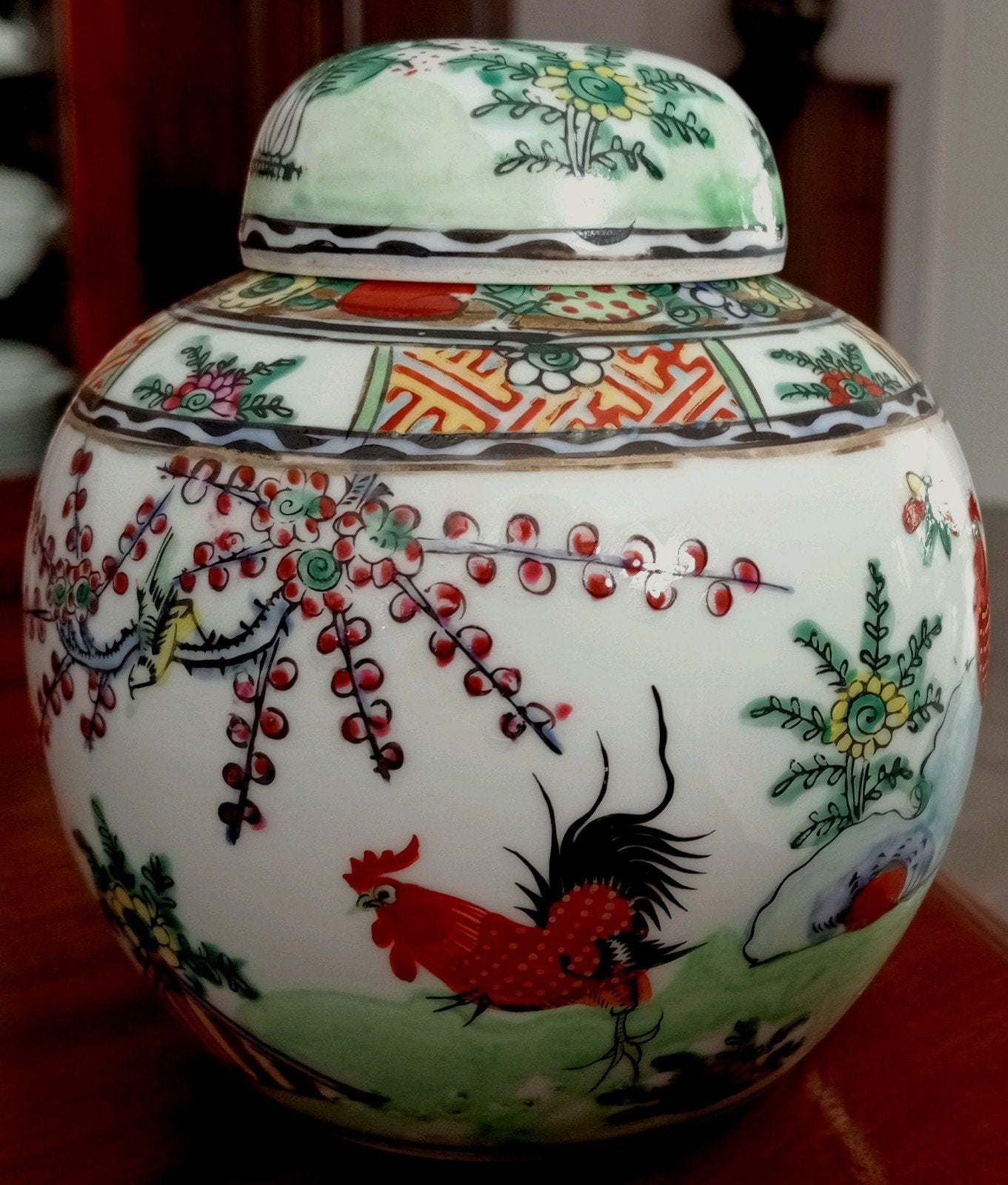 Chinese Gemberpot met Hanen, Ophalen of Verzenden