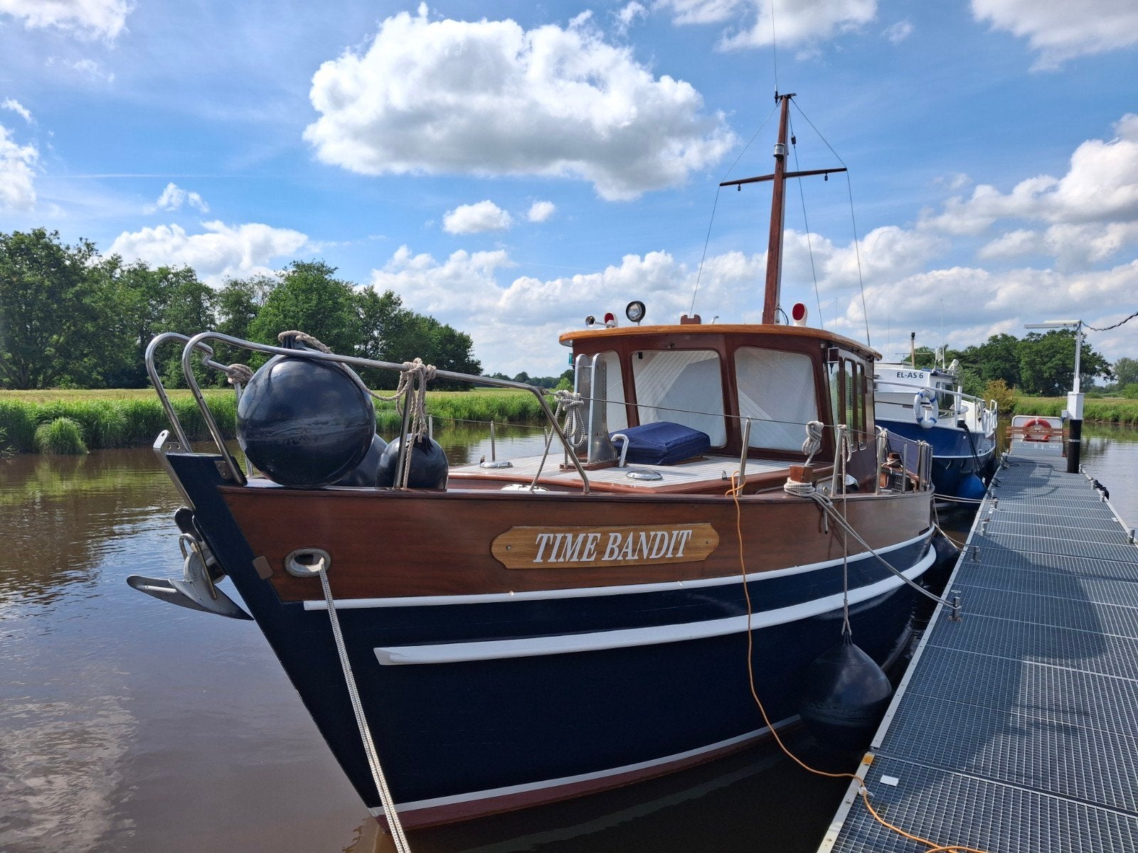 Motorboot, massiv Burma Teakhout, uniek exemplaar, Watersport en Boten, Motorboten en Motorjachten, Ophalen, Binnenboordmotor