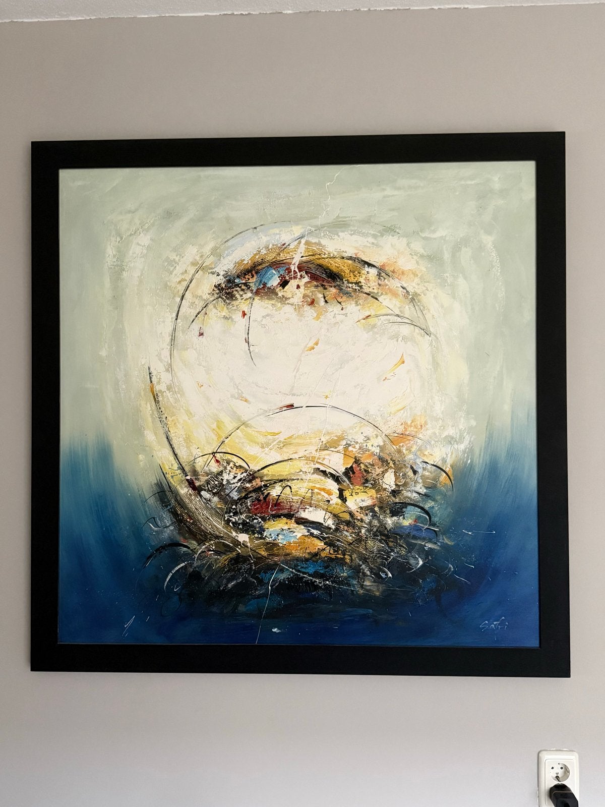 Groot Abstract Schilderij 'Safi' - Modern  met Lijst, Ophalen