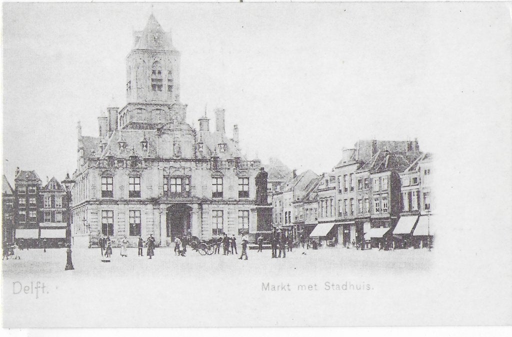 Delft Markt Met Stadhuis Ansichtkaart ( Herdruk ) (471 ), Ophalen of Verzenden, 1980 tot heden, Gelopen, Zuid-Holland