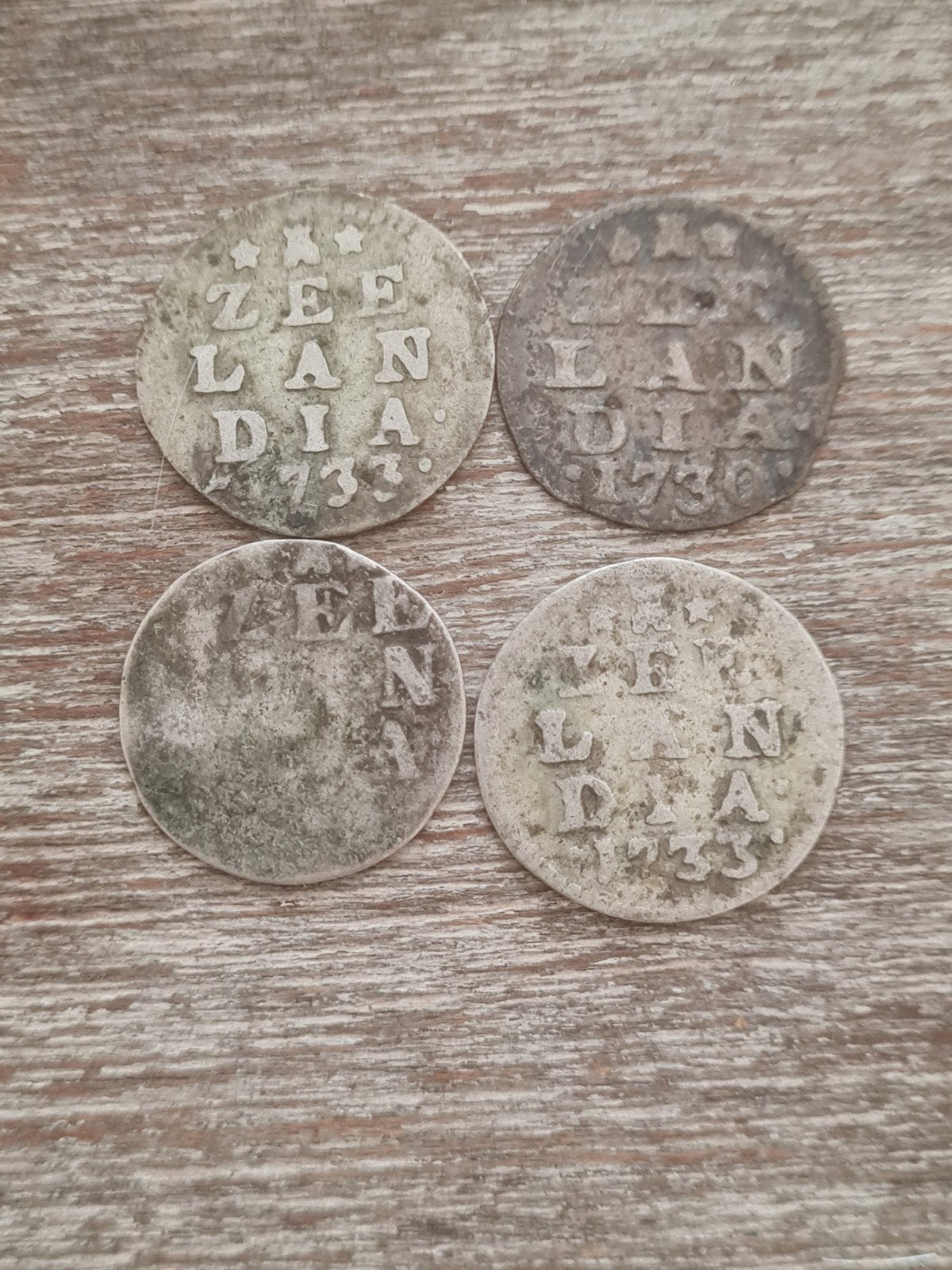 Set 4x zilveren 2-stuiverstukken Zeeland, Ophalen of Verzenden, Vóór koninkrijk, Overige waardes