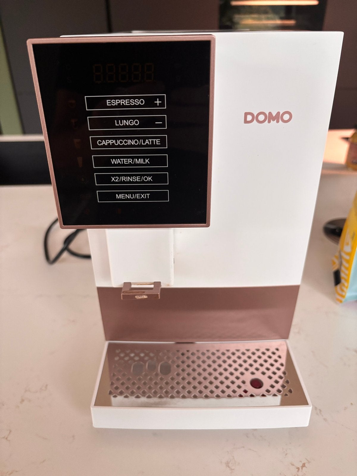 Domo Espresso Apparaat - Wit/Roségoud, Ophalen, Espresso apparaat, Koffiebonen, Zo goed als nieuw