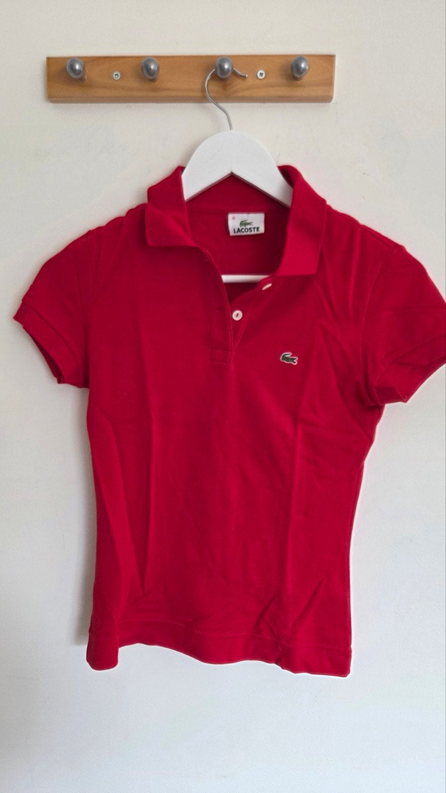 Lacoste, damespolo, maat 36, als nieuw, Lacoste, Ophalen of Verzenden, Zo goed als nieuw, Rood