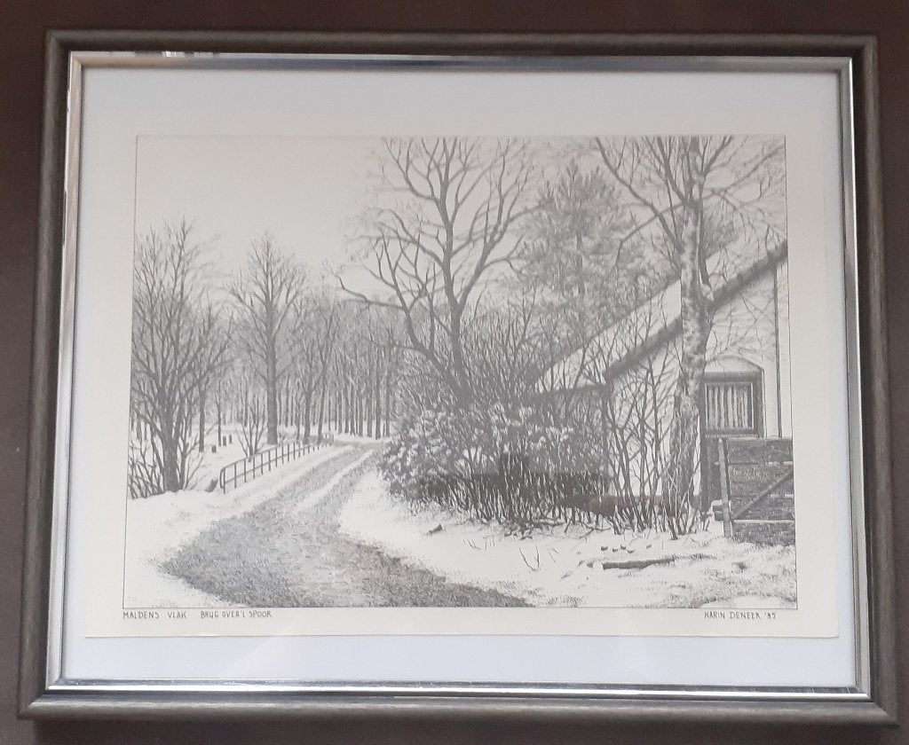 Tekening Ets Gravure Maldens Vlak Malden, Ophalen of Verzenden, Ingelijst